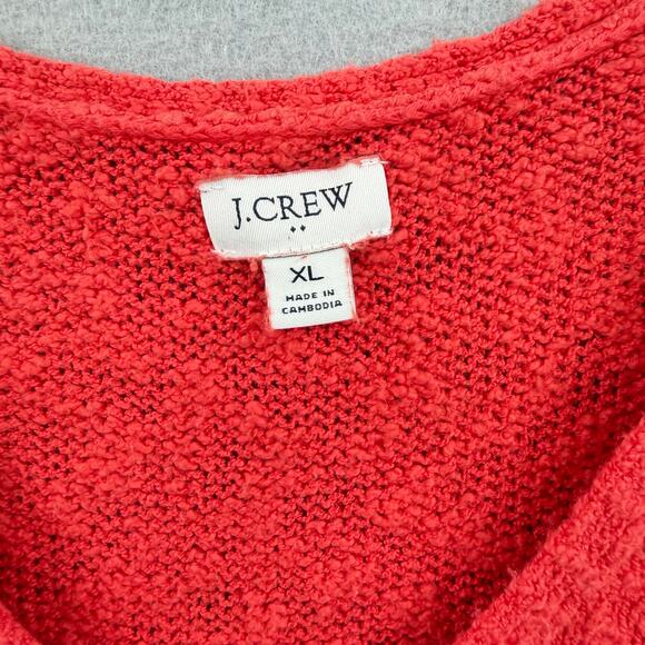 J. Crew Coral Orange Boucle Knit V-neck Sleeveless Beach Sweater Tank - Picture 10 of 11